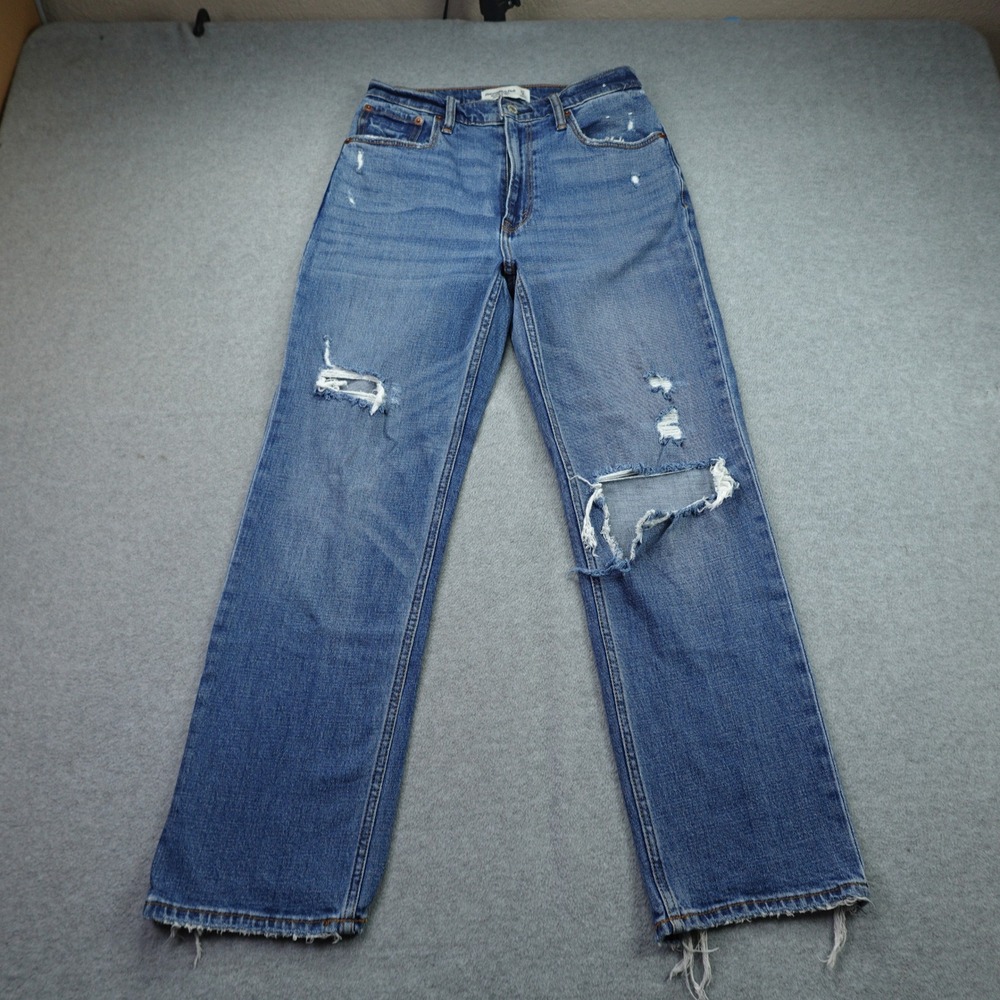 Abercrombie Fitch Jeans Womens 4R‎ Blue Distressed The Ankle Straight Ultra HR